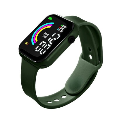 Rainbow Multi Color LED Digital Watch (GREEN) (P00060)