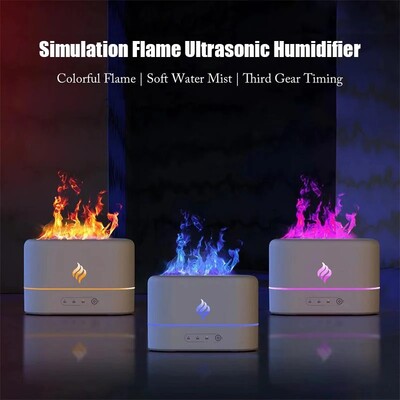 7 Color Air Humidifier Flame Lamp  #